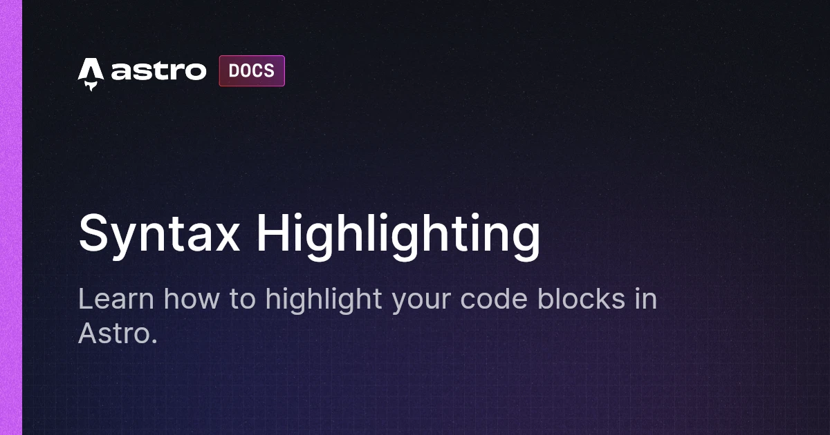 Syntax Highlighting | Docs
